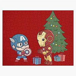Captain America and Iron Man on Christmas Day Jigsaw Puzzle