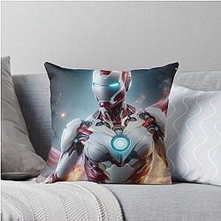 Ultra Futuristic Female Iron Man Armor Throw Pillow