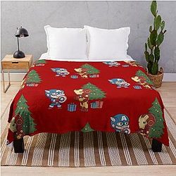 Captain America and Iron Man on Christmas Day Throw Blanket