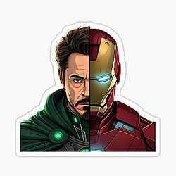 Doctor Doom vs Iron Man Split Face Design Sticker