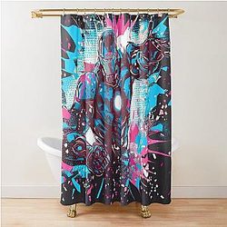 Original art The Iron Man Trash Polka Shower Curtain