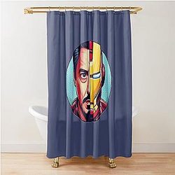 Man and Machine - Tony Stark Iron Man Fusion in Comic Art Shower Curtain