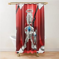 The Protector with His Cat Shower Curtain