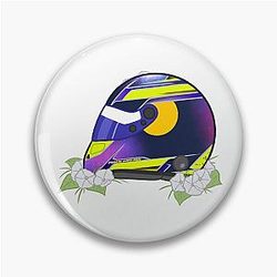 Isack Hadjar 2025 Purple Helmet with Flowers Pin