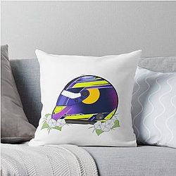 Isack Hadjar 2025 Purple Helmet With Flower Throw Pillow