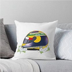 Isack Hadjar 2025 Monaco Helmet With Flower Throw Pillow