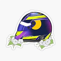 Isack Hadjar 2025 Purple Helmet Flowers Sticker