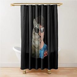 Italian Funny Cat Half Retro Shower Curtain