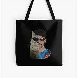 Italian Cat Sunglasses Half Retro All Over Print Tote Bag