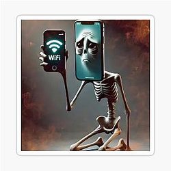 Wifi Skeleton Italian Meme Character Sticker