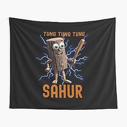 Tung Sahur Coffee Lovers Italian Brainrot Meme Tapestry