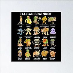 Italian Brainrot Pastel Meme Cartoon Tee Poster