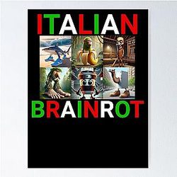 Funny Italian Ribbon Brainrot Meme Poster