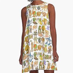 Italian Meme Collection Hand Drawn T-Shirt A-Line Dress