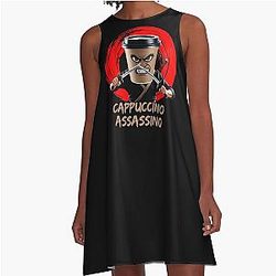 Cappuccino Assassin Coffee Lovers Italian A-Line Dress