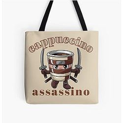 Italian Cappuccino Assassin Over Print Tote Bag