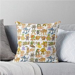Italian Memes Type Collection Kids Hand Drawn T-Shirt Throw Pillow
