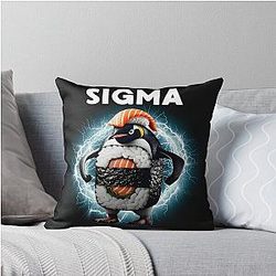 Sigma Italian Brainrot Meme Penguin Sushi Throw Pillow