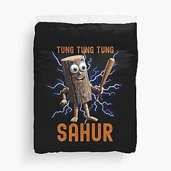 Tung Sahur Coffee Lovers Italian Brainrot Meme Duvet Cover