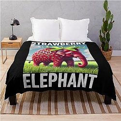 Strawberry Elephant Italian Meme for Kids Throw Blanket