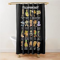 Types of Italian Meme Character Hand Drawn for Kids Shower Curtain