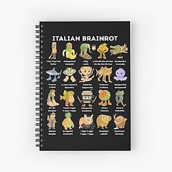 Types of Italian Meme Character Hand Drawn for Kids Spiral Notebook