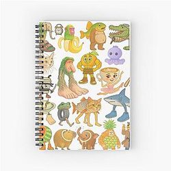 Italian Brainrot Meme Collection Kids Hand Drawn Spiral Notebook