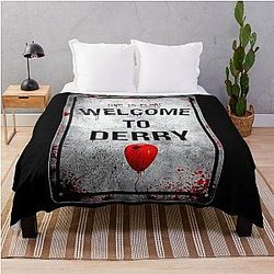 Welcome to Derry High Definition Poster Horror Sign Inspired by IT and Pennywise Throw Blanket