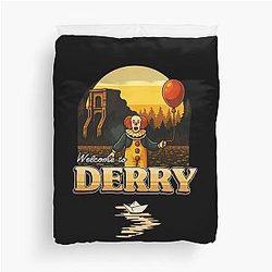 Welcome to Derry Vintage Horror Clowns Duvet Cover