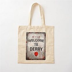 Welcome to Derry High Definition Poster Horror Sign Inspired by IT and Pennywise Cotton Tote Bag