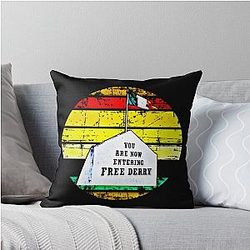 Free Derry Corner Mural Sunset Design Throw Pillow