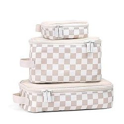 Itzy Ritzy Packing Cubes for Travel - Set of 3 Packing Cube or Travel Organizer - Each Cube Features a Mesh Top, Double Zipper and a Fabric Handle (Checkerboard)