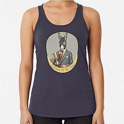 Jackass of the Year, Horrible Boss, Vintage Art, Business Donkey Award Racerback Tank Top