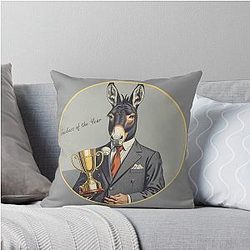 Jackass of the year, horrible boss, idiot, vintage art, humor, business donkey Throw Pillow