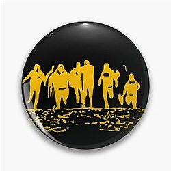 Running From Bulls Jackass 2 Intro Yellow Silhouette Pin