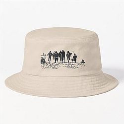 Running from Bulls Black Silhouette Bucket Hat