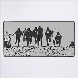 Running From Bulls Jackass 2 Intro Black Silhouette Desk Mat