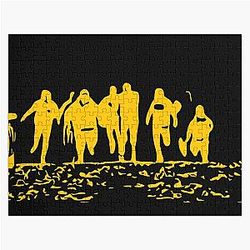 Running From Bulls Jackass 2 Yellow Silhouette Jigsaw Puzzle