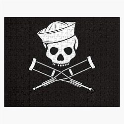 Jackass Sailor Skull Crutches Logo Jigsaw Puzzle