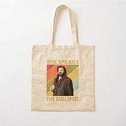 Retro She Speaks the Bullshit Jackie Daytona Cotton Tote Bag