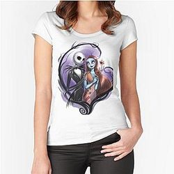 Romantic Jack Skellington and Sally Fitted T-Shirt