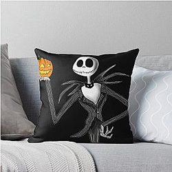 Jack Skellington and His Pumpkin Throw Pillow