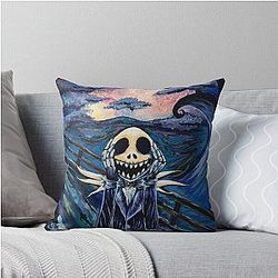 Screaming Jack Skellington Painting Throw Pillow