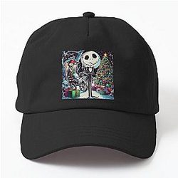 Dive into Holiday Magic: Unique Jack Skellington Art for a Festive Celebration Dad Hat