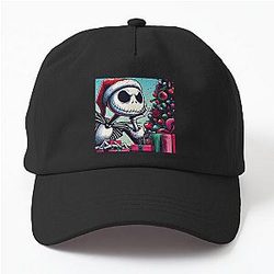 Dive into Holiday Magic: Unique Jack Skellington Art for a Contemporary and Festive Celebration Dad Hat