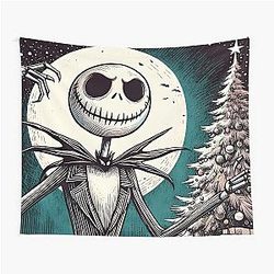 Dive into Holiday Magic: Unique Jack Skellington Art for a Contemporary Celebration Tapestry