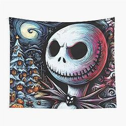 Dive into Holiday Magic: Unique Jack Skellington Art for a Contemporary and Festive Celebration Tapestry