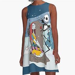 Jack Skellington and Sally The Nightmare Before Christmas A Line Dress