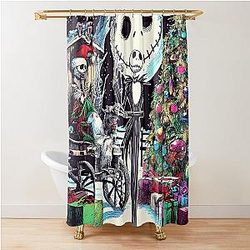 Dive into Holiday Magic: Unique Jack Skellington Art for a Contemporary Celebration Shower Curtain