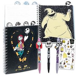 Nightmare Before Christmas Diary with Pens Set Bundle including Jack Skellington Spiral Notebook with Divider Tabs Stickers NBC Journal